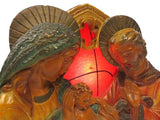 Vintage TV Lamp Light 13" Large 1940s Red Fiberglass Shade, Religious Baby Jesus