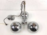Mid Century Chrome Ceiling Light Fixture Chandelier 3 Feet, Atomic Age, 3 Swiveling Chrome Balls, Eames Reggiani Style