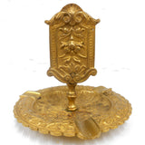 Antique Art Nouveau Solid Brass Match Holder Astray 5", Signed DL Déposé No. 5