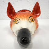 Antique Porcelain Fox Head Stirrup Cup stamped 224, 5" Long, 2.5" Diameter, Figural Cup, Staffordshire, Peter & Anne Bateman