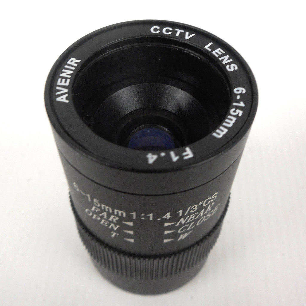 Vintage Avenir Camera CCTV Lens Zoom 6-15 mm, F1.4, 1/3" CS Mount, NOS New Old Stock, Never Used, Japan, Surveillance Camera