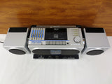 Vintage Futuristic AKAI Boombox 4 Band Cassette Stereo Receiver, Model PJ-R25FU Made in Japan, 2 Detachable Speakers