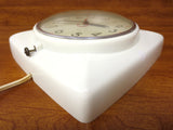 Vintage Mid Century 1950's General Electric Wall Clock 7X7" White, Red Seconds Hand, Futuristic Design