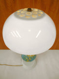 Vintage Mid Century Table Desk Lamp 16" Tall with Metal Earth Globe and Base, White Plastic Dome, Futuristic Design