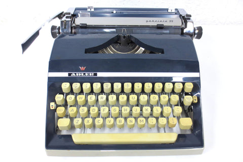 Vintage Adler Typewriter Gabriele 35 Model from Western Germany, Dark Blue, Silver