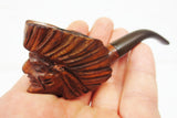 Vintage Native Indian Chief Estate Tobacco Pipe Pocket 4 1/4" Figural Briar