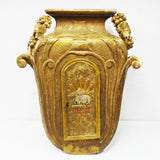 Antique 1880 Rustic Church Tabernacle 33", Carved Tree Trunk, Wine Urn, Lamb