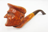 Vintage Never Used Figural Estate Tobacco Pipe, Old Man with Beret Hat, France
