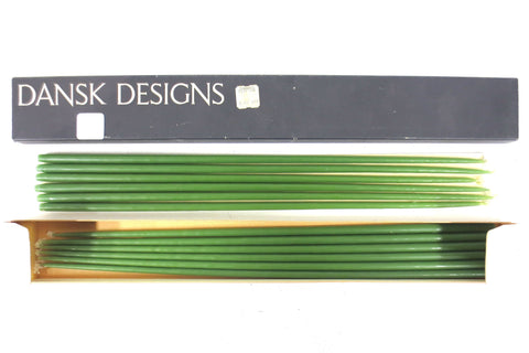 Vintage New Set of 12 Olive Green Dansk Designs Tiny Taper Candles 1/4" X 16"