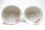 2 Antique Cartier England Coffee & Tea Cups 3 5/8" dia, Red Flowers