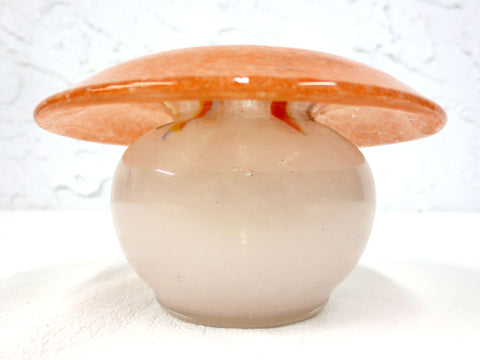 Vintage Vasart Monart Scotland Glass Bowl Vase, Multicolored, Orange, Signed